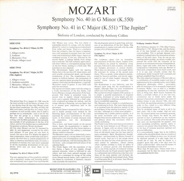 Wolfgang Amadeus Mozart - Sinfonia Of London, Anthony Collins (2) : Symphonies 40 And 41 (LP)