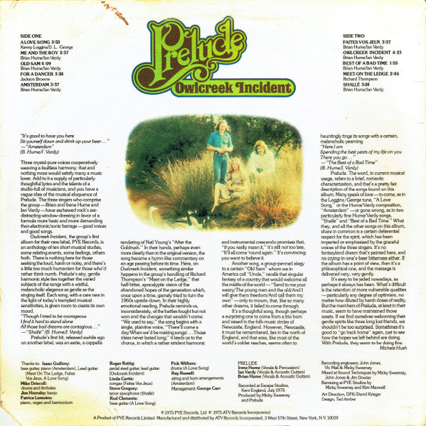 Prelude (3) : Owlcreek Incident (LP, Album, Ter)