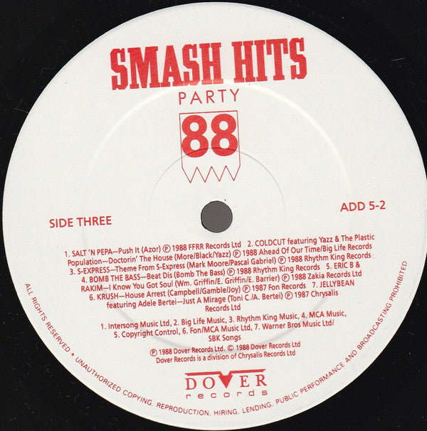Various : Smash Hits Party 88 (2xLP, Album, Comp)