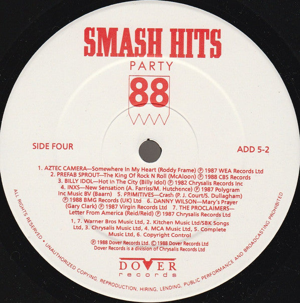 Various : Smash Hits Party 88 (2xLP, Album, Comp)