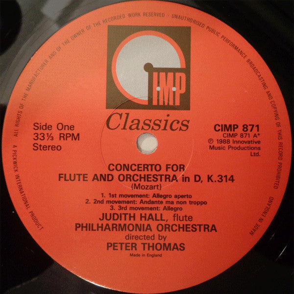 Wolfgang Amadeus Mozart - Judith Hall, Philharmonia Orchestra Directed By Peter Thomas (10) : Flute Concertos (LP)