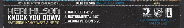 Keri Hilson Featuring Kanye West & Ne-Yo : Knock You Down (CD, Single, Promo)