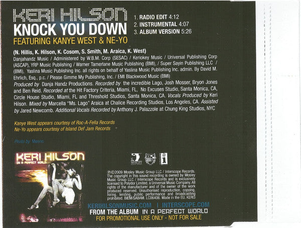Keri Hilson Featuring Kanye West & Ne-Yo : Knock You Down (CD, Single, Promo)