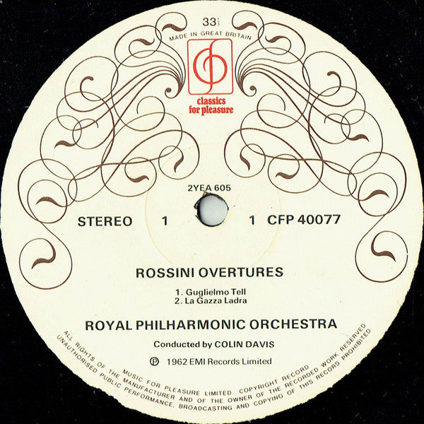 Royal Philharmonic Orchestra, Sir Colin Davis : Rossini Overtures (LP, Album, RE)