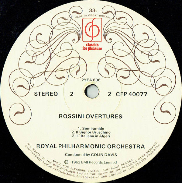 Royal Philharmonic Orchestra, Sir Colin Davis : Rossini Overtures (LP, Album, RE)