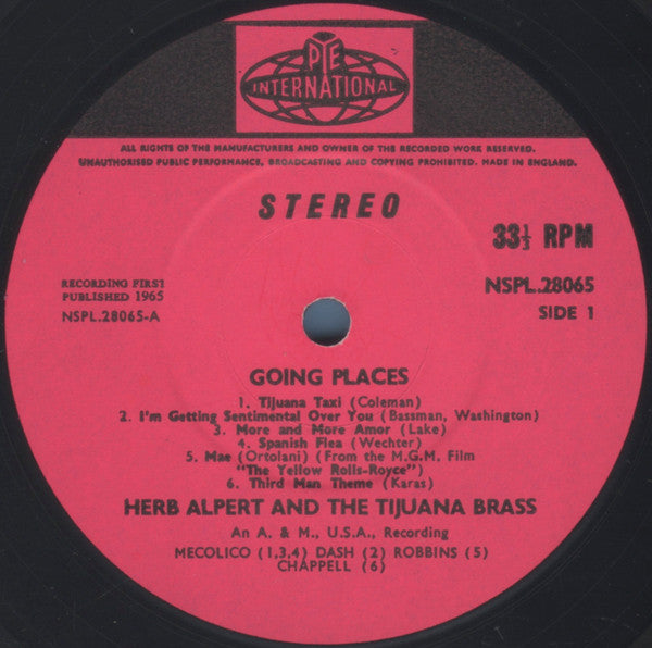 Herb Alpert & The Tijuana Brass : !!Going Places!! (LP, Album, RE)