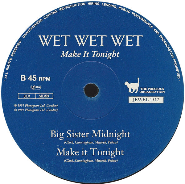 Wet Wet Wet : Make It Tonight (12", Single, Pos)