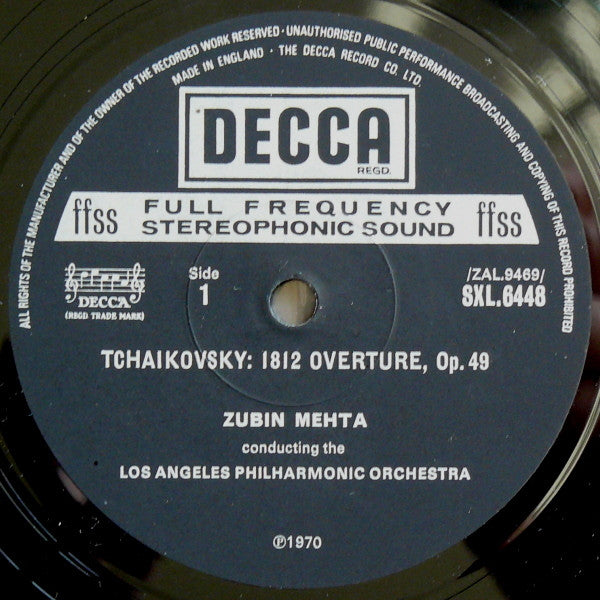 Pyotr Ilyich Tchaikovsky - Los Angeles Philharmonic Orchestra / Zubin Mehta : Overture Solennelle 1812 / Fantasy Overture 'Romeo And Juliet' (LP, Album, RP)