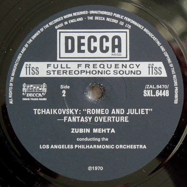 Pyotr Ilyich Tchaikovsky - Los Angeles Philharmonic Orchestra / Zubin Mehta : Overture Solennelle 1812 / Fantasy Overture 'Romeo And Juliet' (LP, Album, RP)