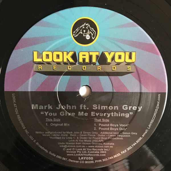 Mark John feat Simon Grey : You Give Me Everything (12")