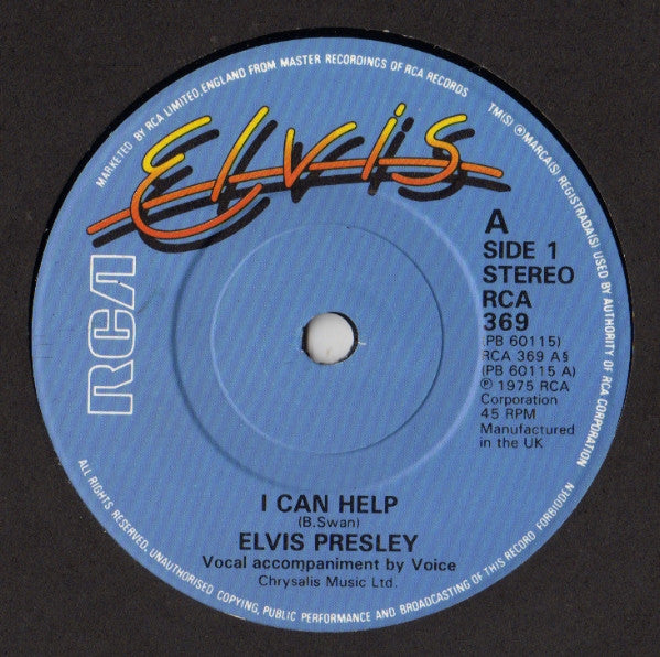 Elvis Presley : I Can Help (7", Single)