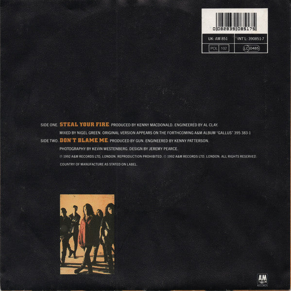 Gun (2) : Steal Your Fire (7", Single)
