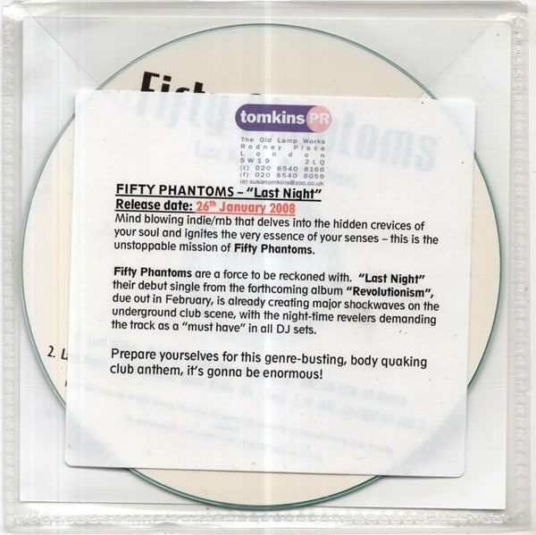 Fifty Phantoms : Last Night - Radio Mixes (CDr, Single, Promo)