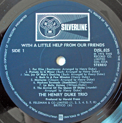 Henry Duke Trio : With A Little Help From Our Friends (LP, Album)