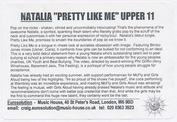 Natalia (29) : Pretty Like Me (CD, Single, Enh, Promo)