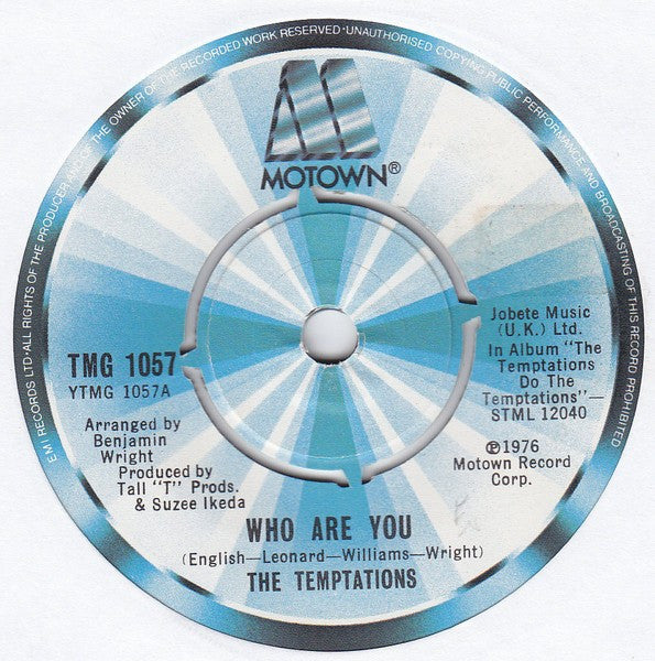 The Temptations : Who Are You (7")