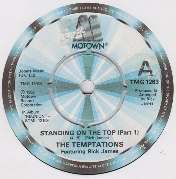 The Temptations Featuring Rick James : Standing On The Top (Part 1) (7", Single)