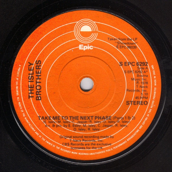The Isley Brothers : Take Me To The Next Phase (Parts 1 & 2) (7", Single)