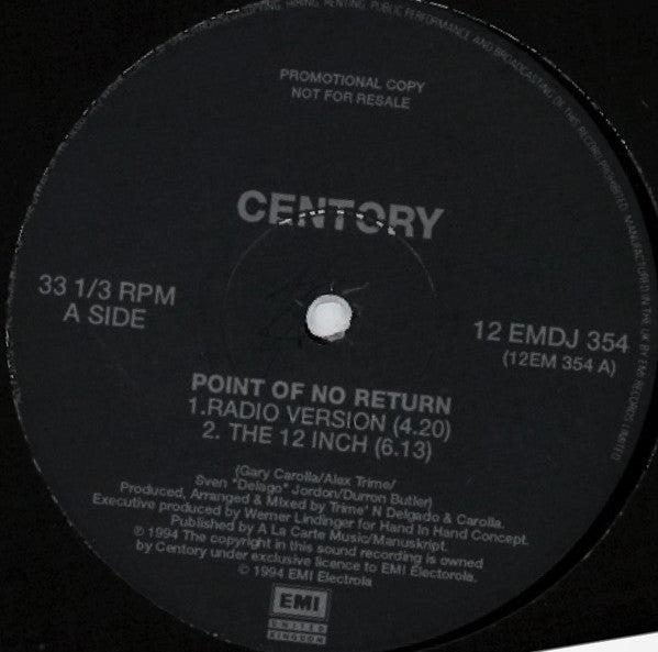 Centory : Point Of No Return (12", Promo)