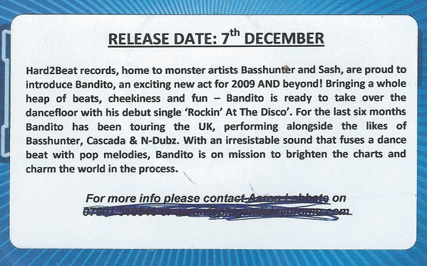 Bandito (2) : Rockin' At The Disco (CDr, Single, Promo)