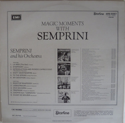 Alberto Semprini : Magic Moments With Semprini (LP, RE, RP)