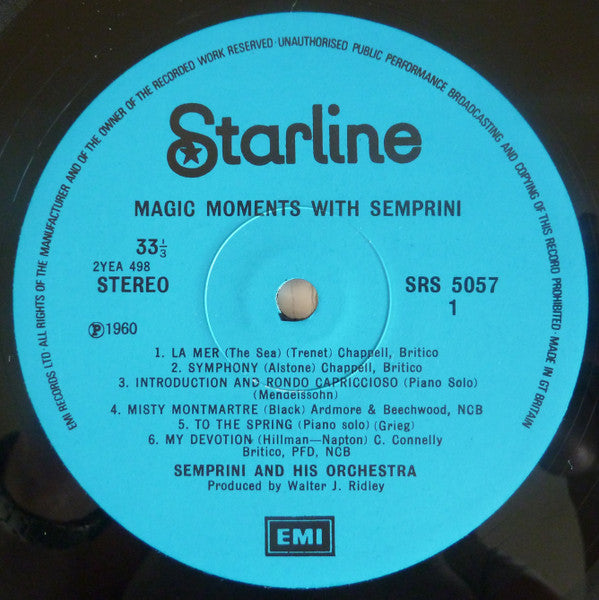 Alberto Semprini : Magic Moments With Semprini (LP, RE, RP)