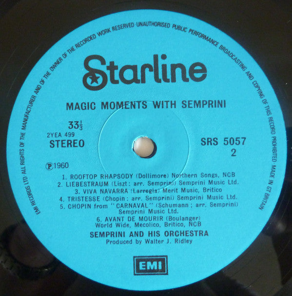 Alberto Semprini : Magic Moments With Semprini (LP, RE, RP)