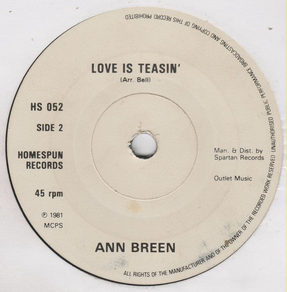 Ann Breen : Pal Of My Cradle Days (7", Single, Whi)