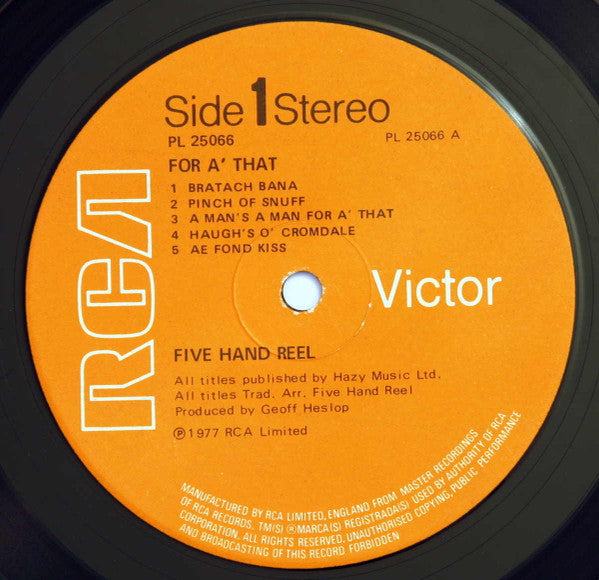 Five Hand Reel : For A' That (LP, Album)