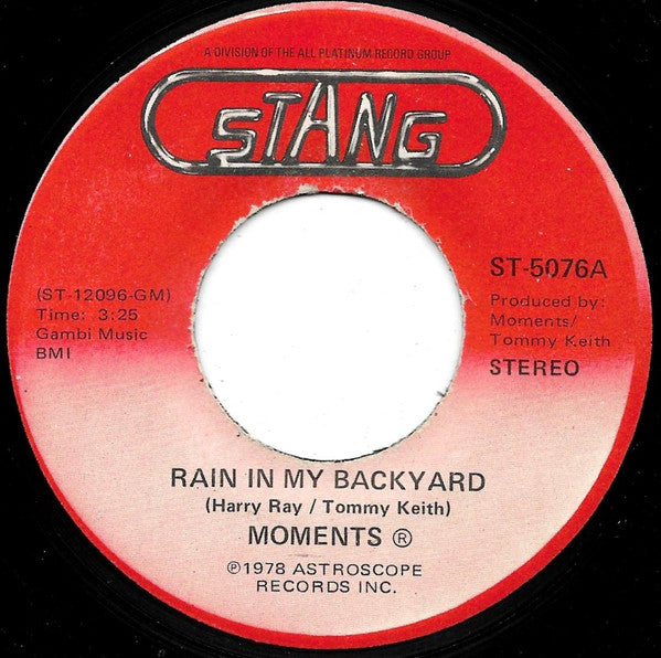 The Moments : Rain In My Backyard (7")