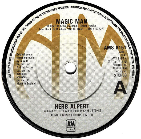 Herb Alpert : Magic Man (7")
