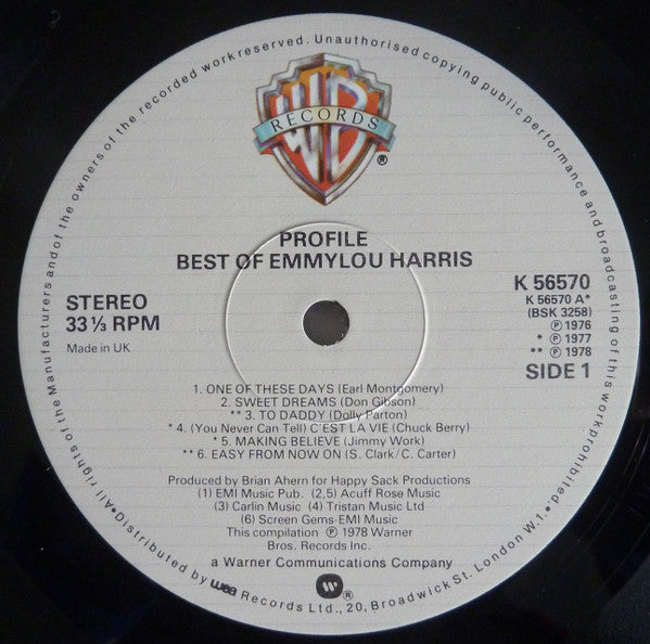 Emmylou Harris : Profile (Best Of Emmylou Harris) (LP, Comp)