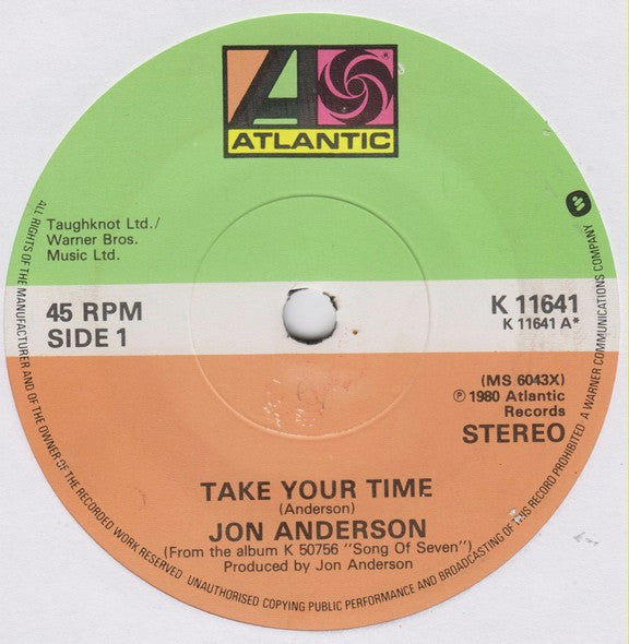 Jon Anderson : Take Your Time (7")