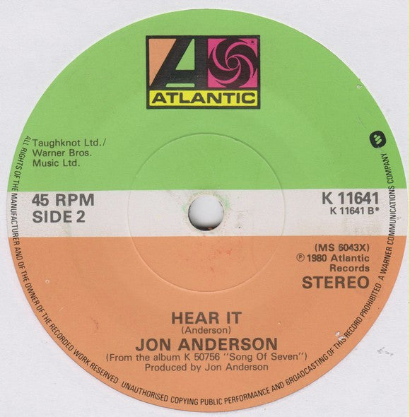 Jon Anderson : Take Your Time (7")