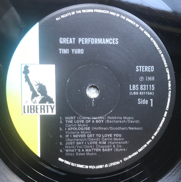 Timi Yuro : Great Performances (LP, Comp)
