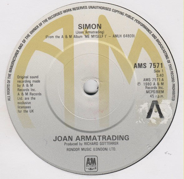 Joan Armatrading : Simon (7", Single)