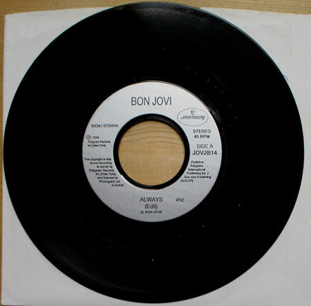 Bon Jovi : Always (7", Single, Jukebox)
