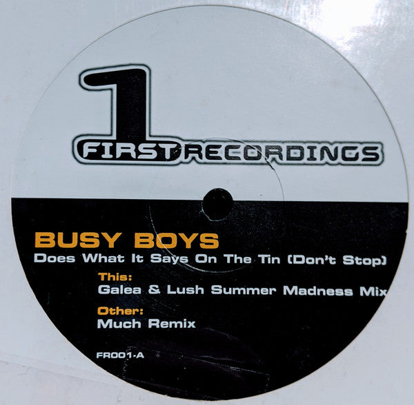 Busy Boys : Does What It Says On The Tin (Don't Stop) (12")