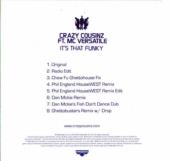 Crazy Cousinz Ft. MC Versatile : It's That Funky (CDr, Single, Promo)