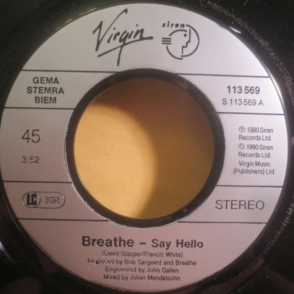 Breathe (3) : Say Hello (7", Single)