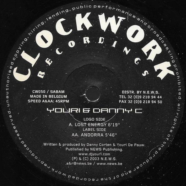 Youri & Danny C (3) : Lost Energy (12")