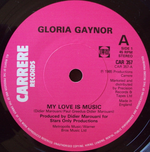 Gloria Gaynor : My Love Is Music (7", Single)