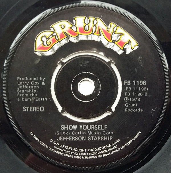 Jefferson Starship : Count On Me (7", Single)
