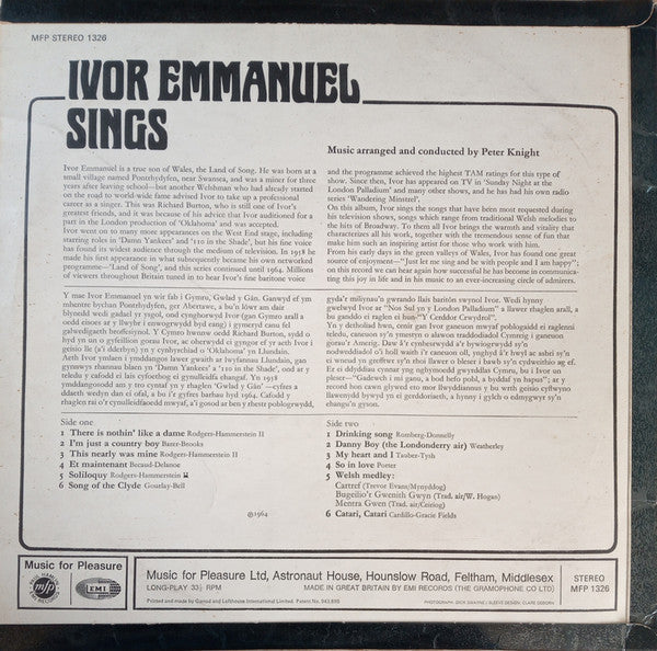 Ivor Emmanuel : Ivor Emmanuel Sings (LP, Album)