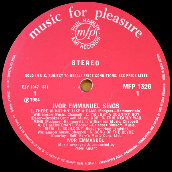 Ivor Emmanuel : Ivor Emmanuel Sings (LP, Album)