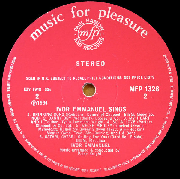 Ivor Emmanuel : Ivor Emmanuel Sings (LP, Album)