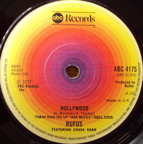 Rufus & Chaka Khan : Hollywood (7", Single)