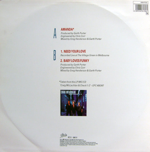 Craig McLachlan & Check 1-2 : Amanda (12", Single)