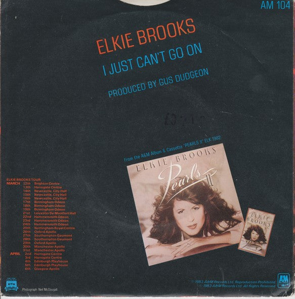 Elkie Brooks : I Just Can't Go On (7", Single)
