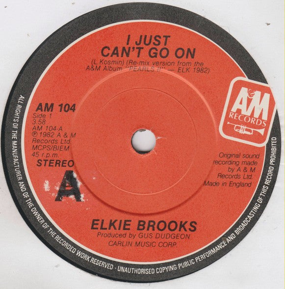 Elkie Brooks : I Just Can't Go On (7", Single)
